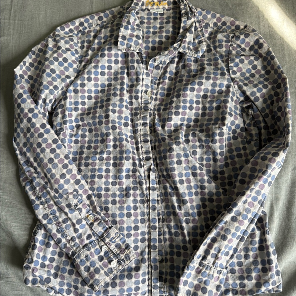 Boden Women’s Dot-Print Button-Down Blouse in Blue, Purple and Gray